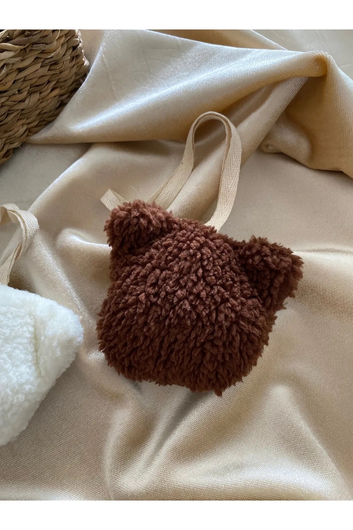 Plush Teddy Bear Pacifier Holder, Soft Sherpa Material