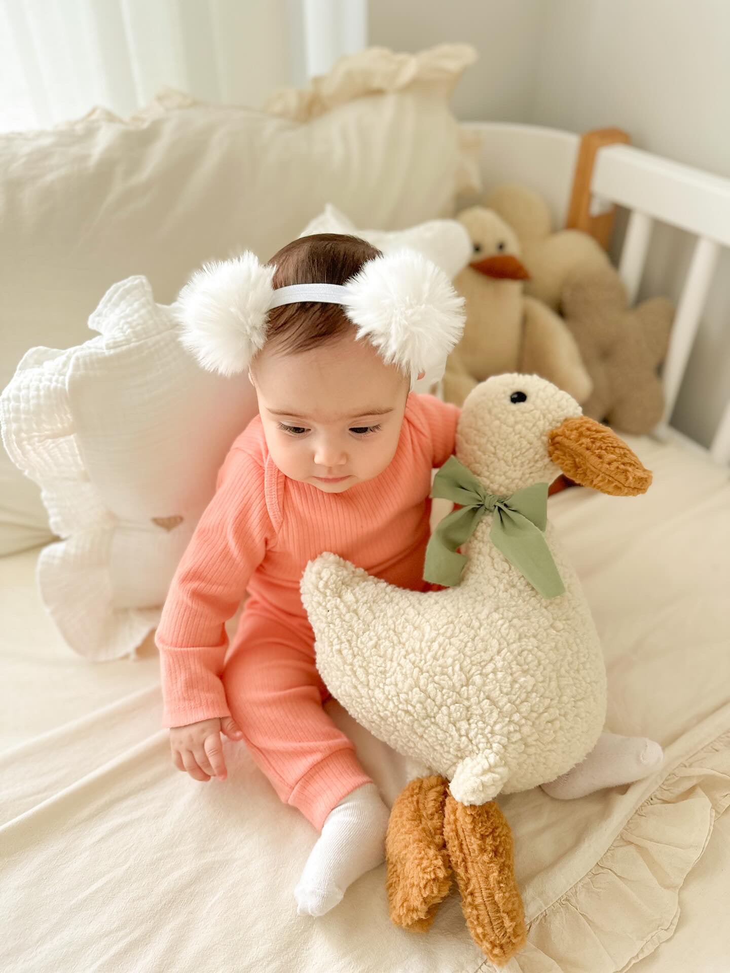 Kids Baby Sleeping Companion Minilu Duck Pillow - Soft & Cute Plush for Comfort & Security -Adorable Bedtime Buddy for Infants & Toddlers