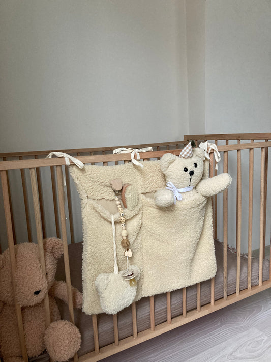 Crib Pocket Organizer – Nursery Storage for Toys, Diapers & Baby Accessories | Baby Shower Gift | Hanging Crib Caddy
