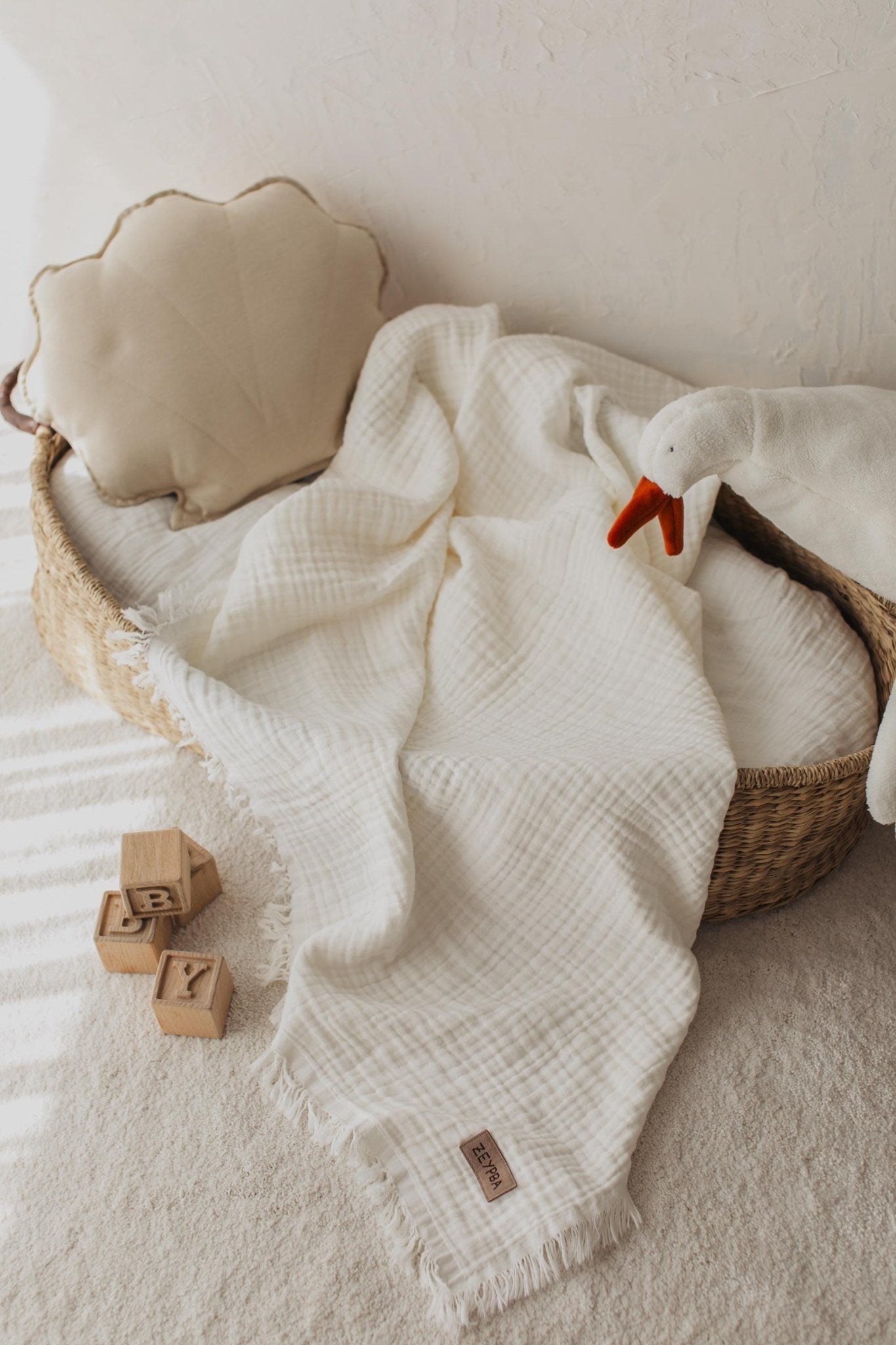 Baby Blanket Organic Cotton Soft Muslin Swaddle, Premium Quality Breathable Neutral Heirloom OEKO - TEX® Newborn Gift - VivimadeCa