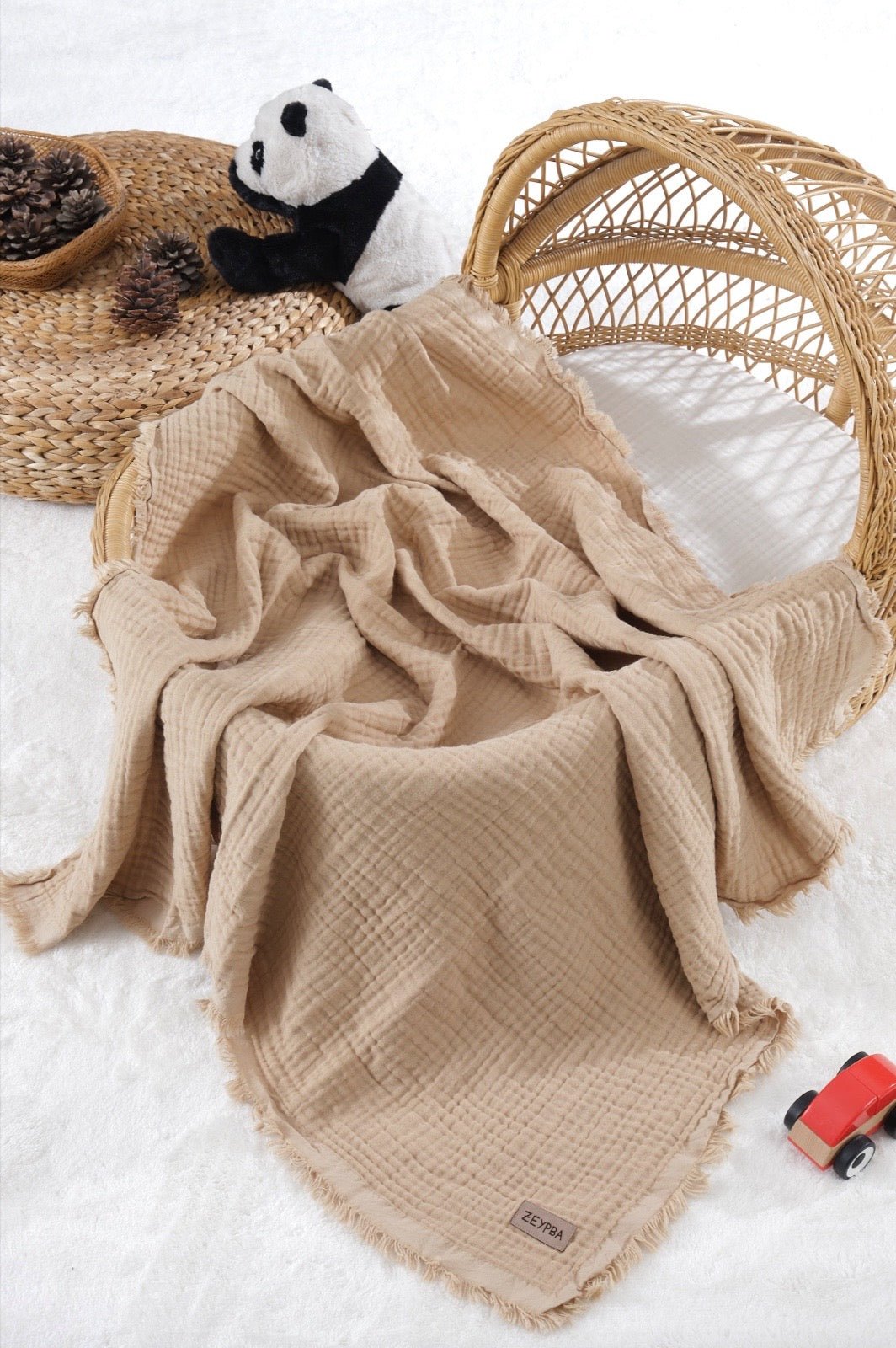 Baby Blanket Organic Cotton Soft Muslin Swaddle, Premium Quality Breathable Neutral Heirloom OEKO - TEX® Newborn Gift - VivimadeCa