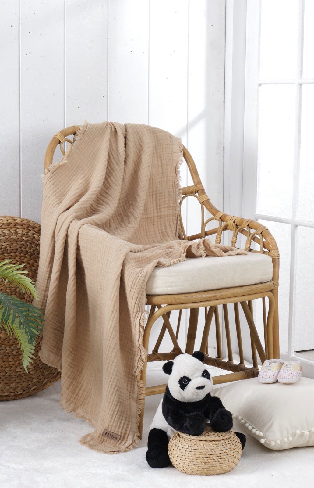 Baby Blanket Organic Cotton Soft Muslin Swaddle, Premium Quality Breathable Neutral Heirloom OEKO - TEX® Newborn Gift - VivimadeCa