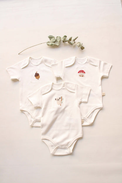 Baby Bodysuit | 3 Pieces Set 100% Organic Natural Cotton Baby Bodysuit | Gender Neutral | Premium Quality | Perfect Baby Shower Gift - VivimadeCa