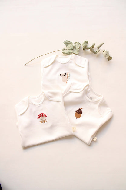 Baby Bodysuit | 3 Pieces Set 100% Organic Natural Cotton Baby Bodysuit | Gender Neutral | Premium Quality | Perfect Baby Shower Gift - VivimadeCa