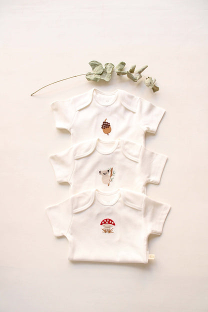 Baby Bodysuit | 3 Pieces Set 100% Organic Natural Cotton Baby Bodysuit | Gender Neutral | Premium Quality | Perfect Baby Shower Gift - VivimadeCa