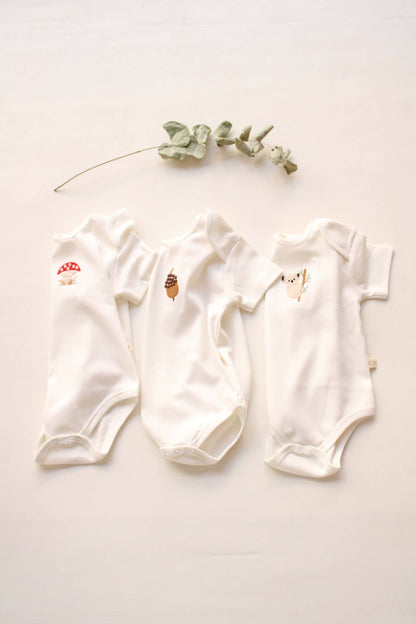 Baby Bodysuit | 3 Pieces Set 100% Organic Natural Cotton Baby Bodysuit | Gender Neutral | Premium Quality | Perfect Baby Shower Gift - VivimadeCa