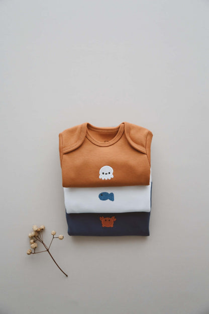 Baby Bodysuit Set of 3, 100% Organic Cotton, Breathable & Eco - Friendly Infant Wear, Gender Neutral Design, Perfect Baby Shower Gift - VivimadeCa
