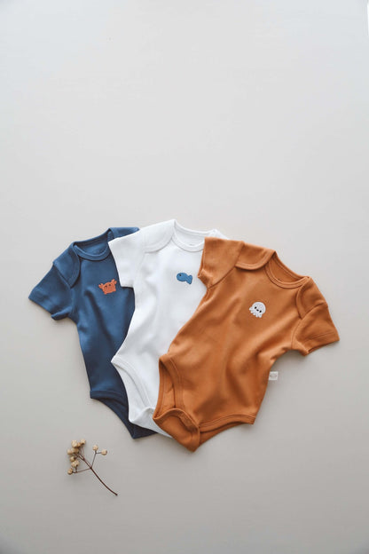 Baby Bodysuit Set of 3, 100% Organic Cotton, Breathable & Eco - Friendly Infant Wear, Gender Neutral Design, Perfect Baby Shower Gift - VivimadeCa