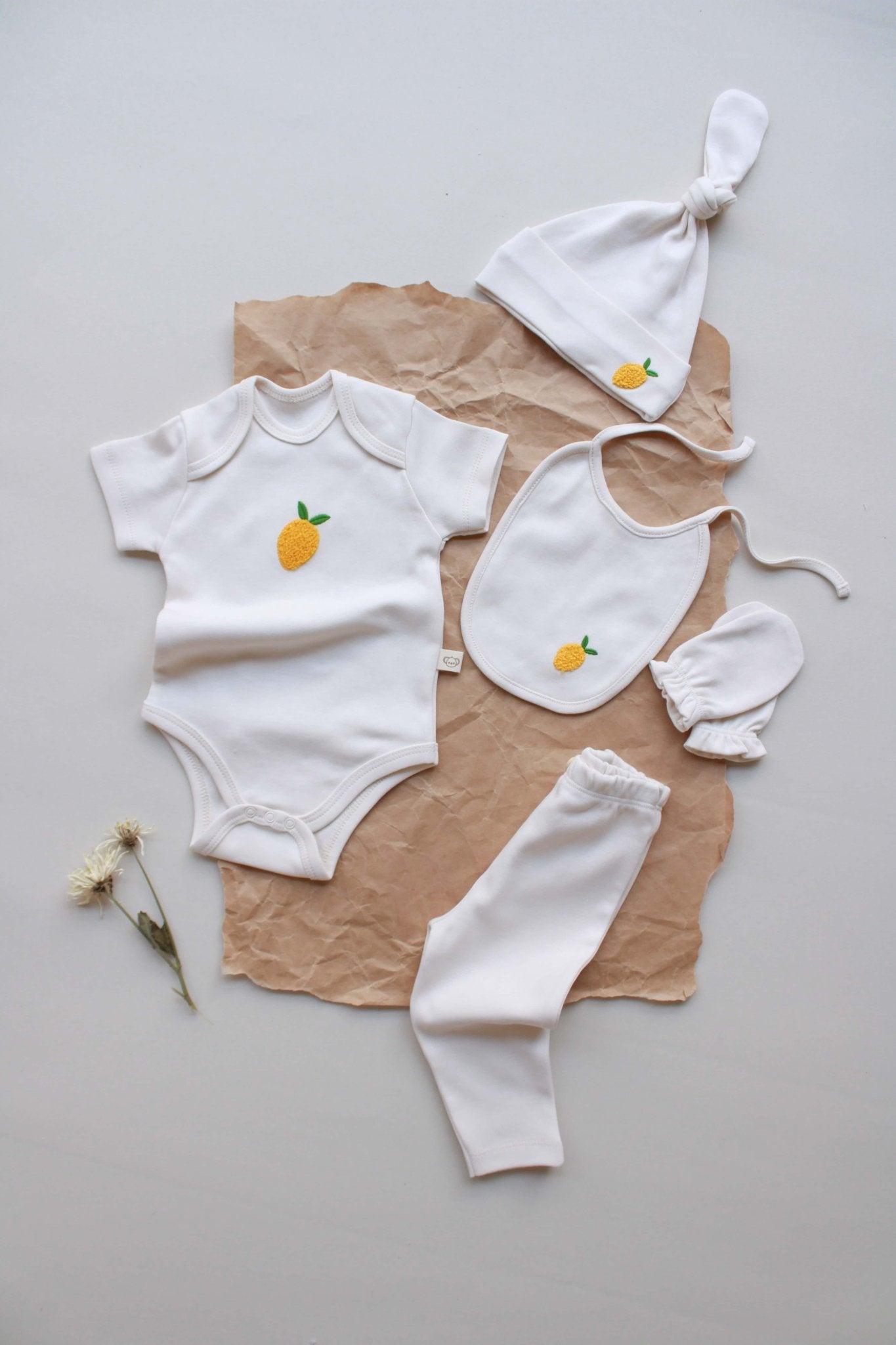 Newborn Gift Set | 100% organic cotton OEKO - TEX® 5 - Piece Bodysuit | Hat, Tights & Gloves for Infant Comfort | Boxed Baby Shower Present - VivimadeCa