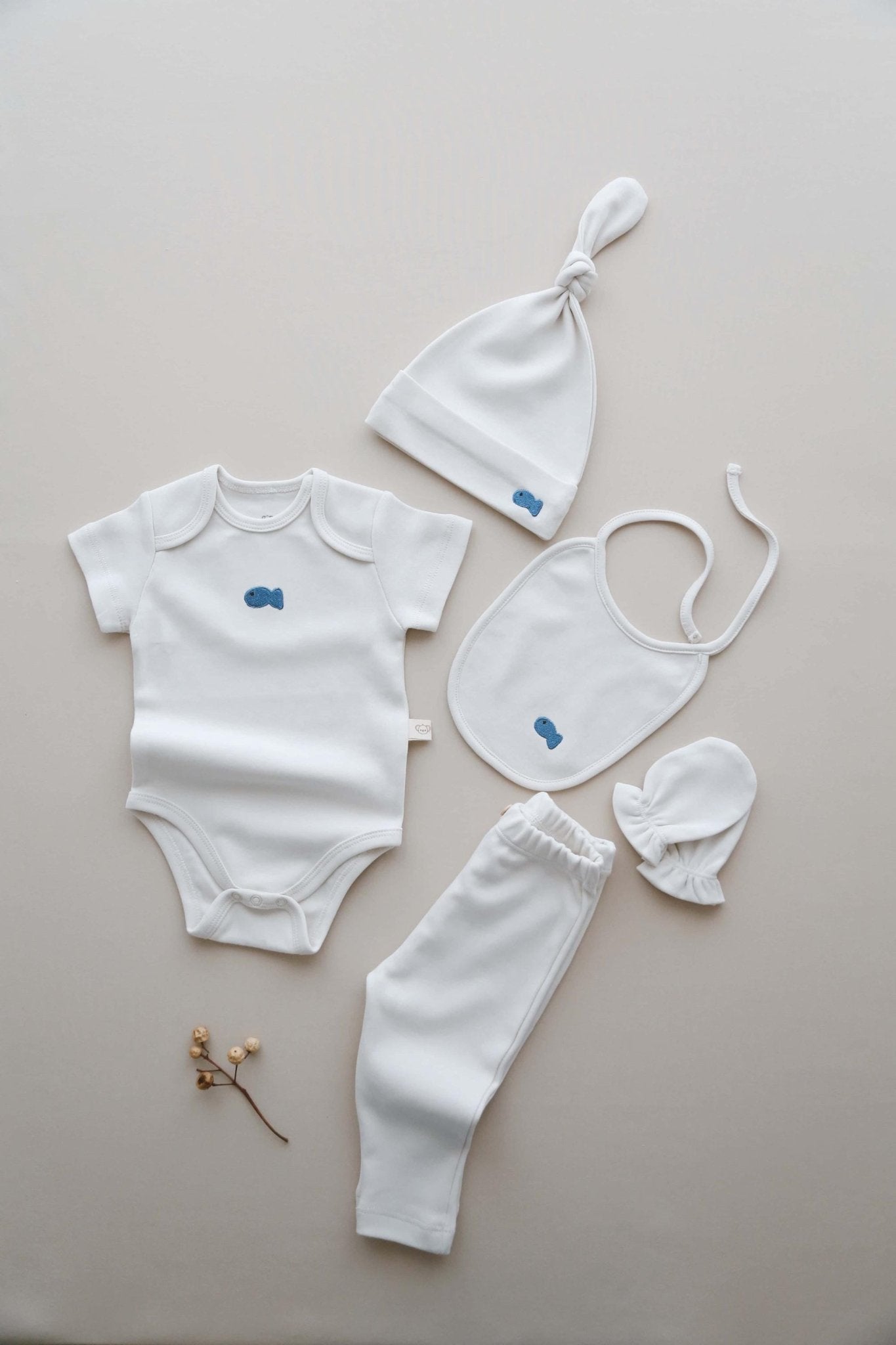 Newborn Gift Set | Boxed Baby Shower Present | 100% organic cotton OEKO - TEX® 5 - Piece Bodysuit | Hat, Tights & Gloves for Infant Comfort - VivimadeCa