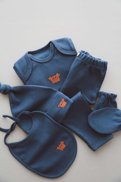 Newborn Gift Set | Boxed Baby Shower Present | 100% organic cotton OEKO - TEX® 5 - Piece Bodysuit | Hat, Tights & Gloves for Infant Comfort - VivimadeCa
