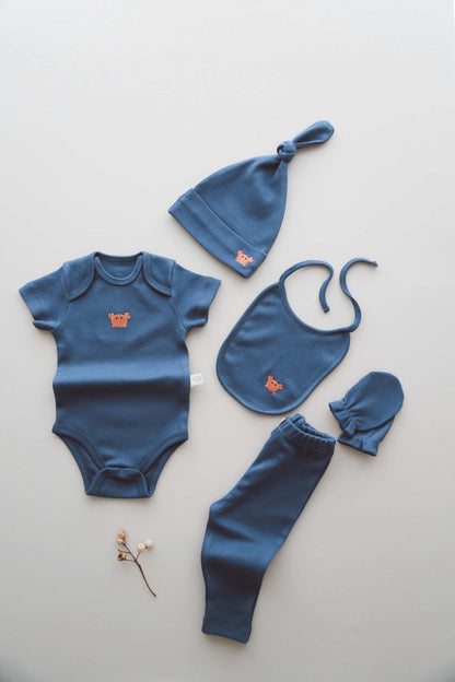 Newborn Gift Set | Boxed Baby Shower Present | 100% organic cotton OEKO - TEX® 5 - Piece Bodysuit | Hat, Tights & Gloves for Infant Comfort - VivimadeCa
