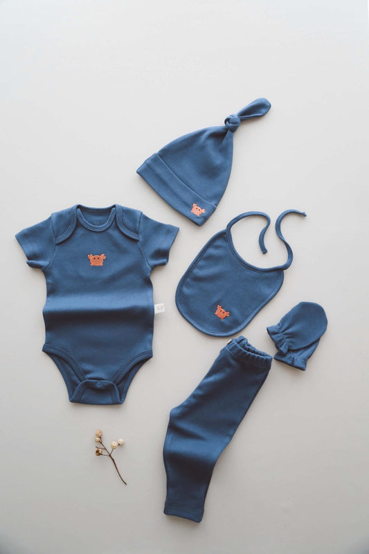 Newborn Gift Set | Boxed Baby Shower Present | 100% organic cotton OEKO - TEX® 5 - Piece Bodysuit | Hat, Tights & Gloves for Infant Comfort - VivimadeCa