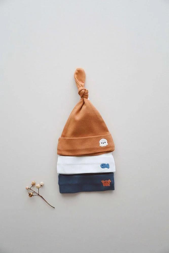 Organic Cotton Baby Hats 3 - Pack - Premium Quality Soft Ribbed Knot Beanies for Newborns & Infants | Perfect Baby Shower Gift Set - VivimadeCa