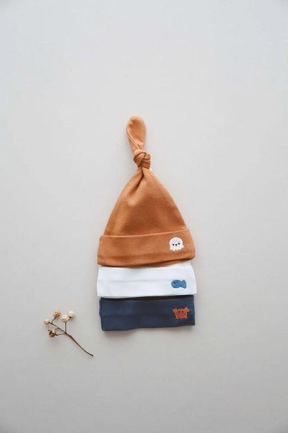 Organic Cotton Baby Hats 3 - Pack - Premium Quality Soft Ribbed Knot Beanies for Newborns & Infants | Perfect Baby Shower Gift Set - VivimadeCa