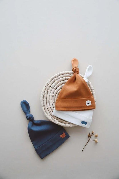 Organic Cotton Baby Hats 3 - Pack - Premium Quality Soft Ribbed Knot Beanies for Newborns & Infants | Perfect Baby Shower Gift Set - VivimadeCa