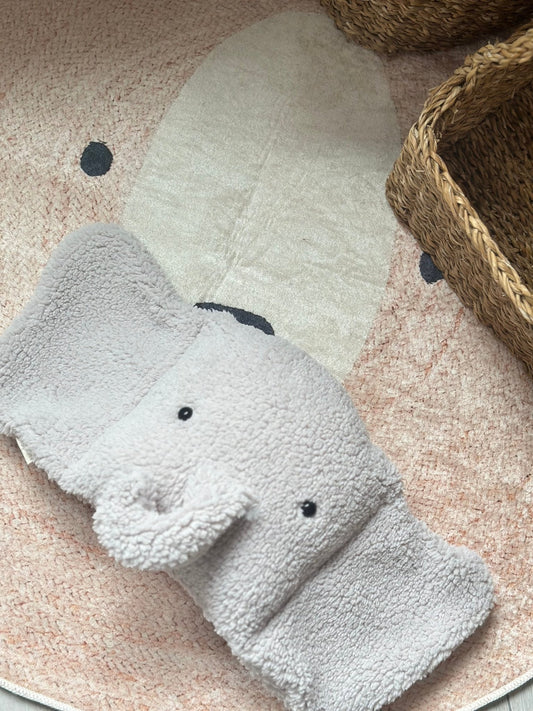 Plush Elephant Baby Nursery pillow Toy , Grey, Soft Sherpa Material Elephant Pillow Kids Baby Sleeping Companion - VivimadeCa