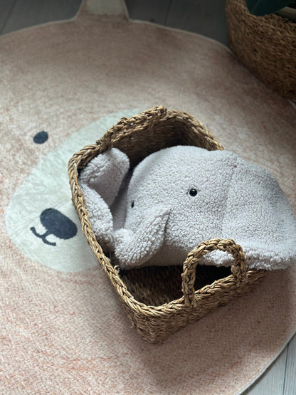Plush Elephant Baby Nursery pillow Toy , Grey, Soft Sherpa Material Elephant Pillow Kids Baby Sleeping Companion - VivimadeCa