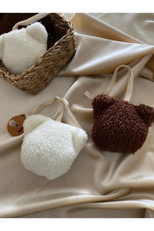 Plush Teddy Bear Pacifier Holder, Soft Sherpa Material - VivimadeCa
