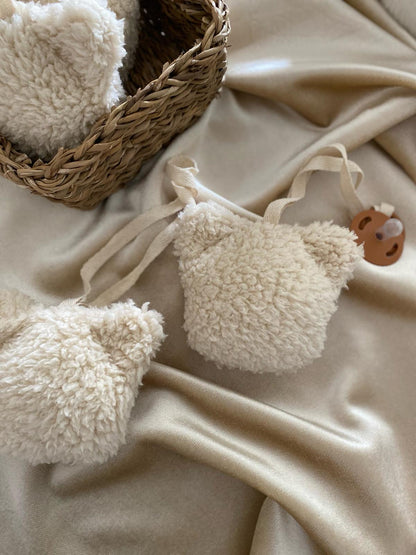 Plush Teddy Bear Pacifier Holder, Soft Sherpa Material - VivimadeCa